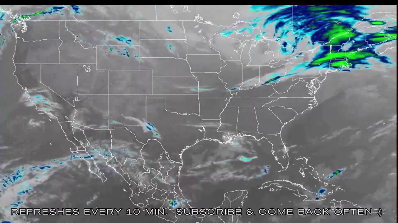 LIVE USA NOAA Weather Satellite - 48 States, 8 Hour Animation