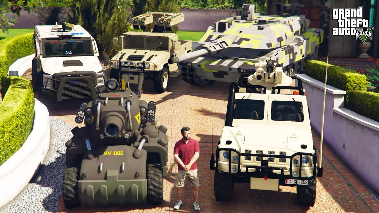 GTA 5 - Stealing Rare Los Santos Military Vehicles with Michael! | (GTA V Real Life Cars #190)
