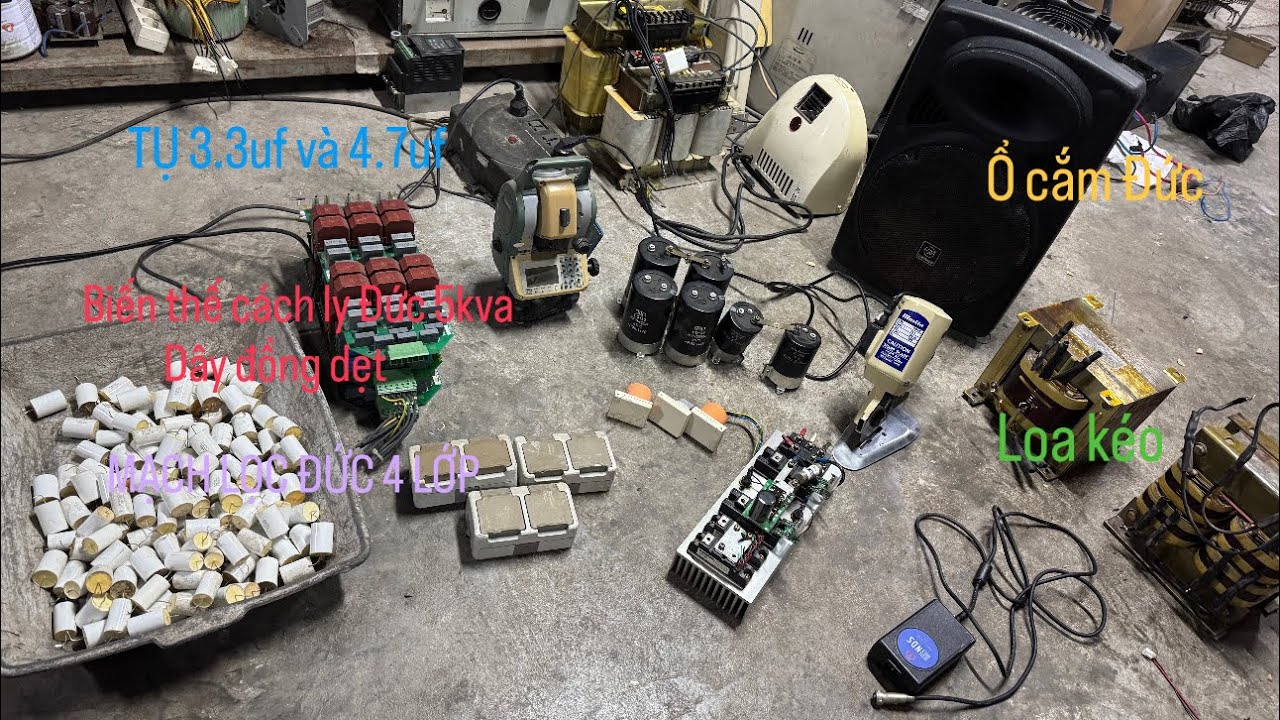 8/1: tụ 3.3uf và 4.7uf/600v, Mạch lọc Đức 4 tầng dòng khủng, Biến thế cách ly Đức 5kva, Máy cắt vải