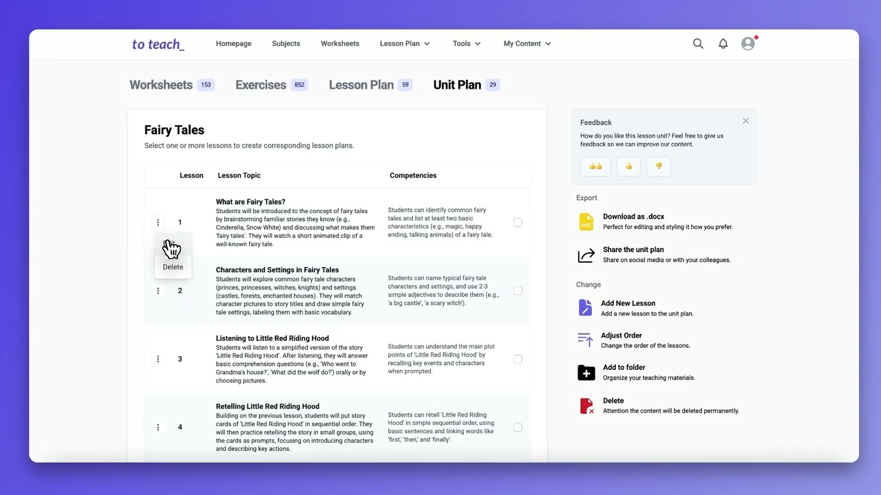 Plan a Lesson Unit using to-teach.ai