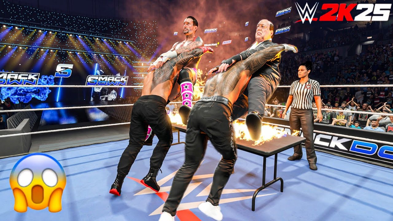 WWE 2K25 - OG Bloodline уничтожают CM Punk и Пола Хеймана на Smackdown | Геймплей