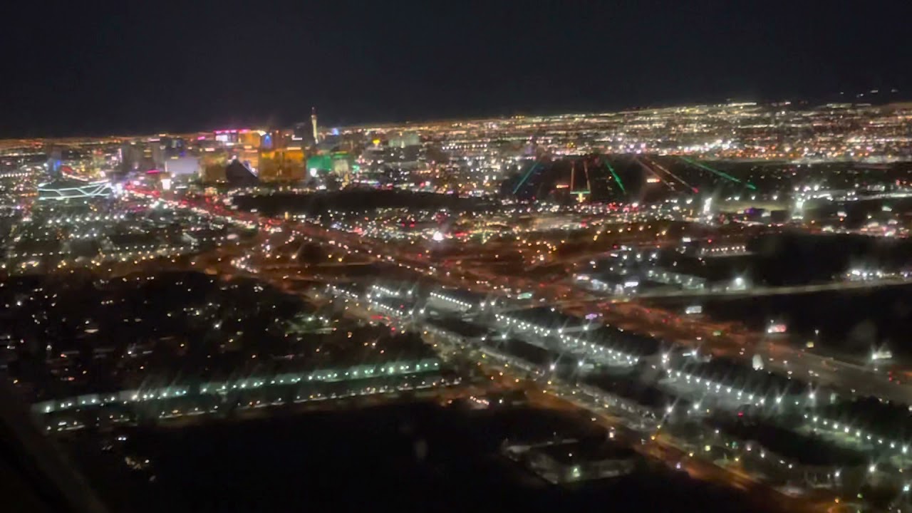 Cockpit view Jet Night Landing in Vegas 1L www.flylouisiana.com #flylouisiana Aviation Academy of LA