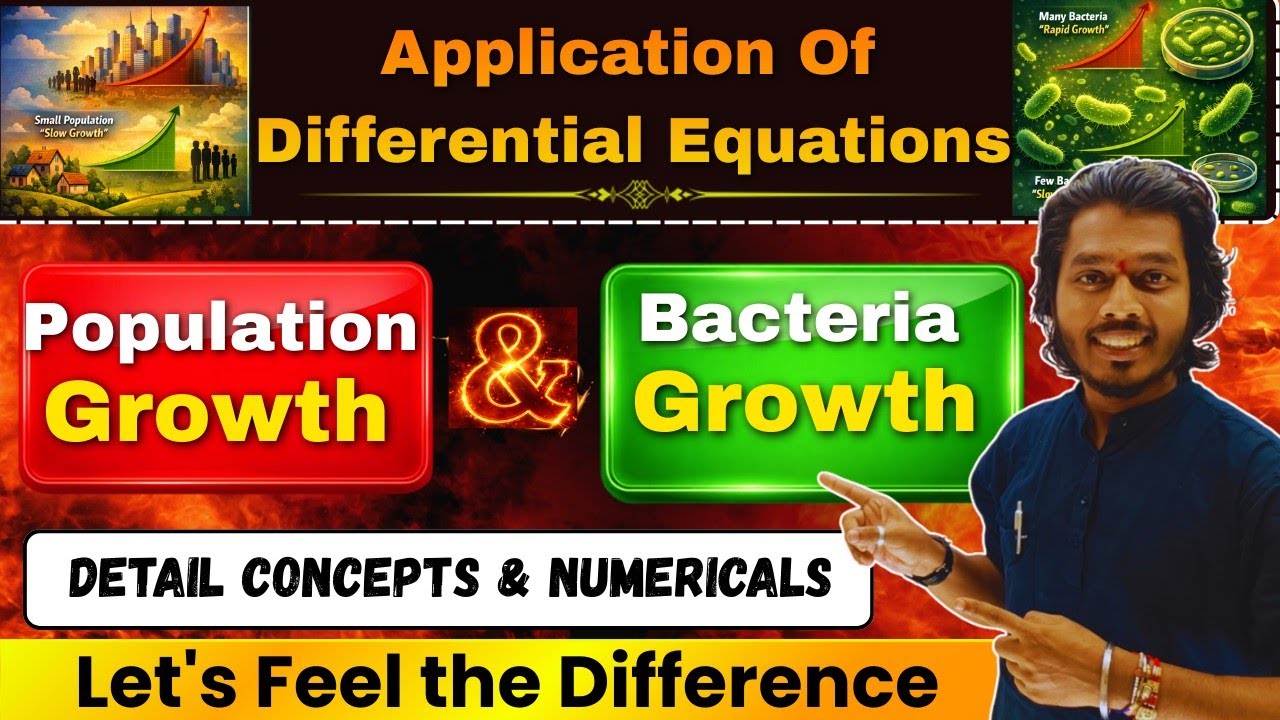 Lec 14.Application of Differential Equations | Rate of Growth of Population  Bacteria Growth | HSC 