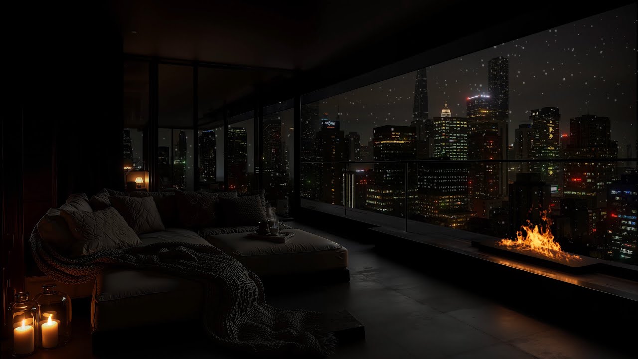 Cozy Room Luxury Night View Of New York |🔥 Gentle Night Ambience for Deep Sleep, Relaxing
