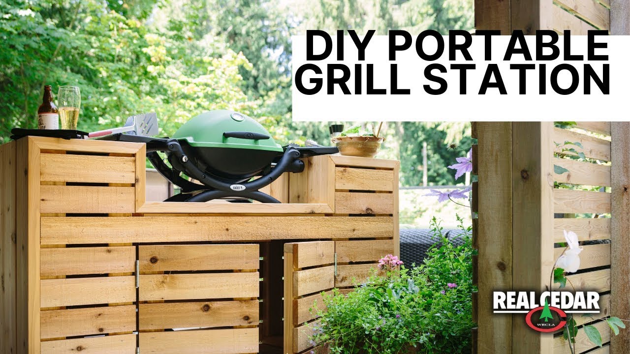 DIY Portable Outdoor Grill Station and Bar Combo