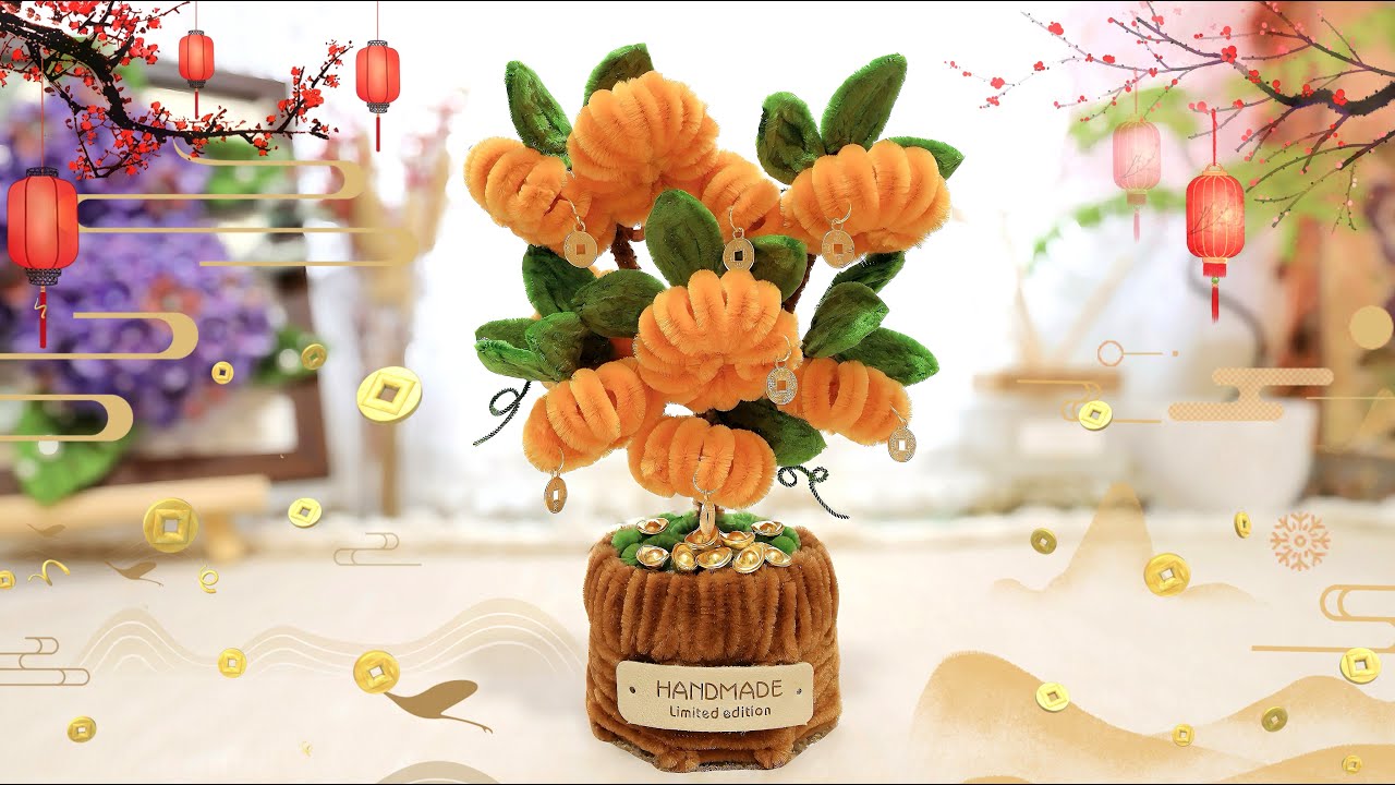 扭扭棒│柿子小盆栽│柿柿如意│新年春節裝飾│Twisting Stick│Persimmon Bonsai│Chinese New Year│Spring Festival Decorations│