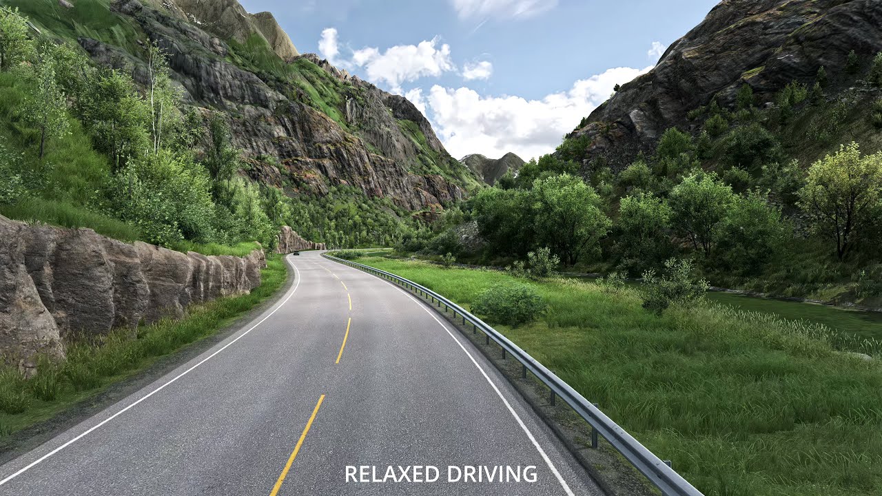 Euro Truck Simulator 2 – Southern Norway Fjords Relaxed Drive – Dawn to Midnight | 4K 60FPS No HUD