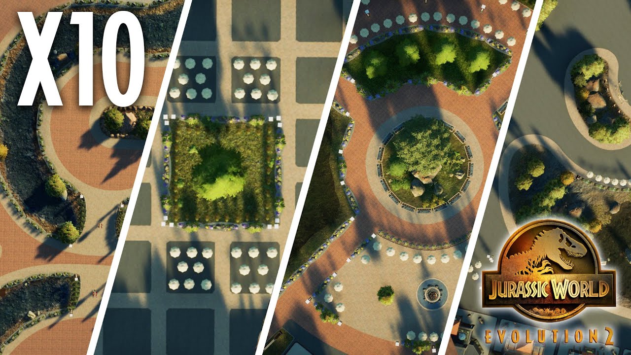 10 AWESOME GUEST AREAS + TIPS & TRICKS | Jurassic World Evolution 2 Park Building Tips