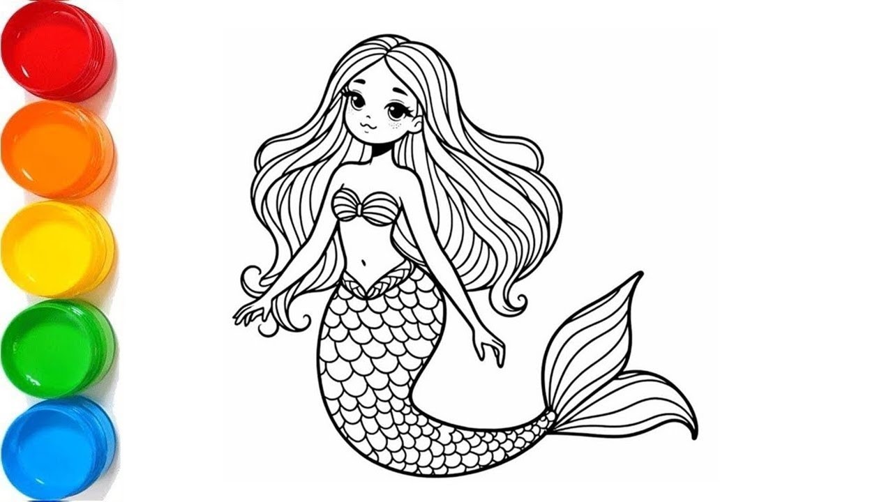 How To Draw Beautiful Mermaid Drawing For Kids | panting And Coloring For Kids And Toddlers