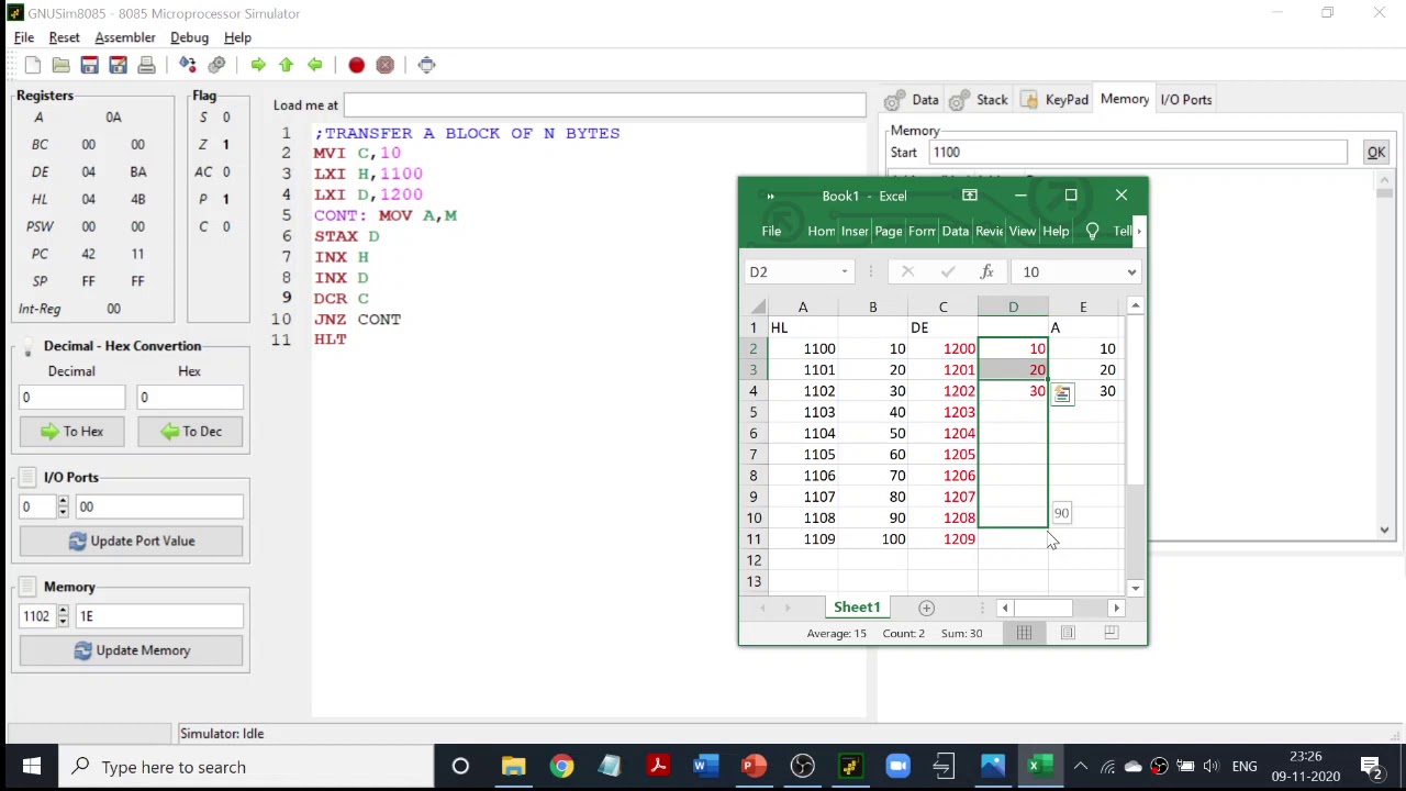 Microprocessor Programming 8085 - Block Transfer