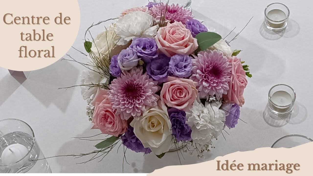 Réalisation d’un centre de table floral élégant – Idée déco mariage en rose & blanc