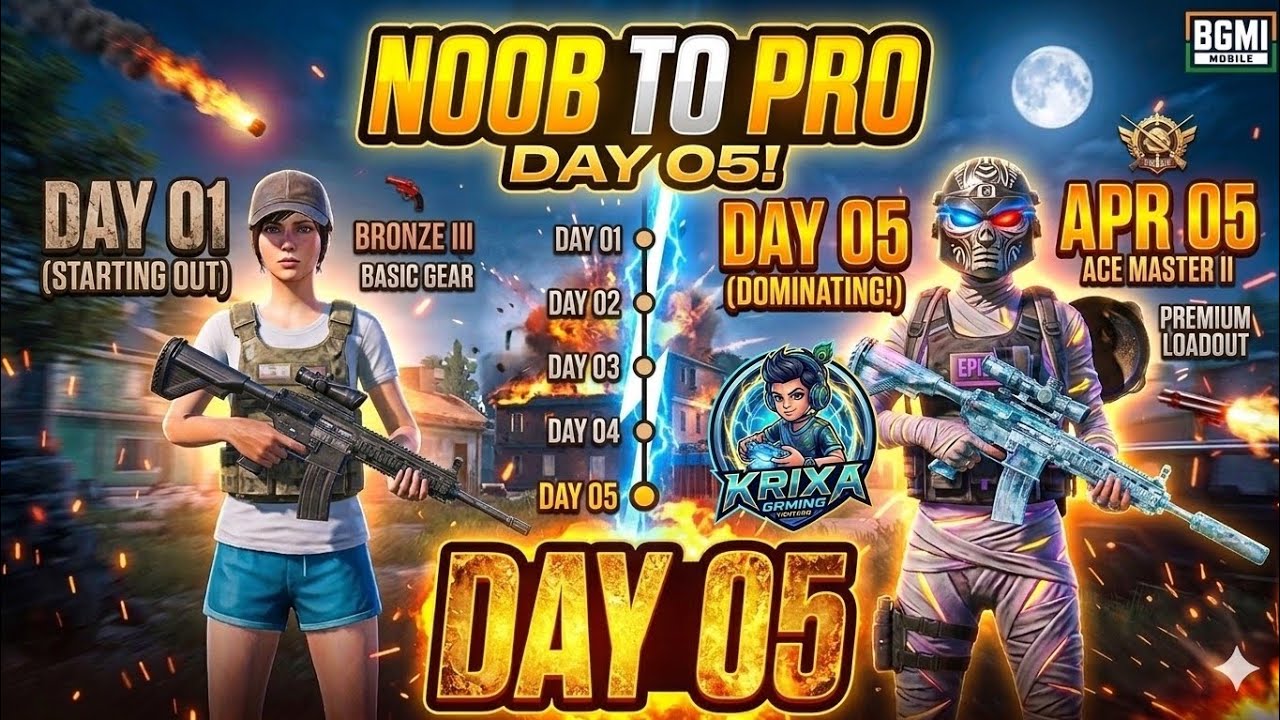 Noob To Pro Journey: Day 05 | 14 KILLS! (Original Gameplay) 🔥 | BGMI Rank Push
