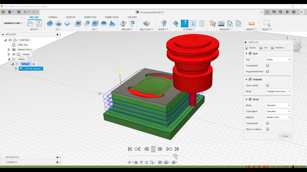 Circular Pocket and Slot Milling Operation on Autodesk Fusion 360 - Manufacturing