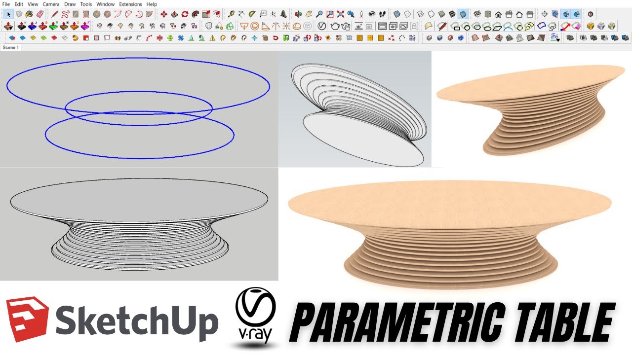 How to make parametric table in sketchup + vray