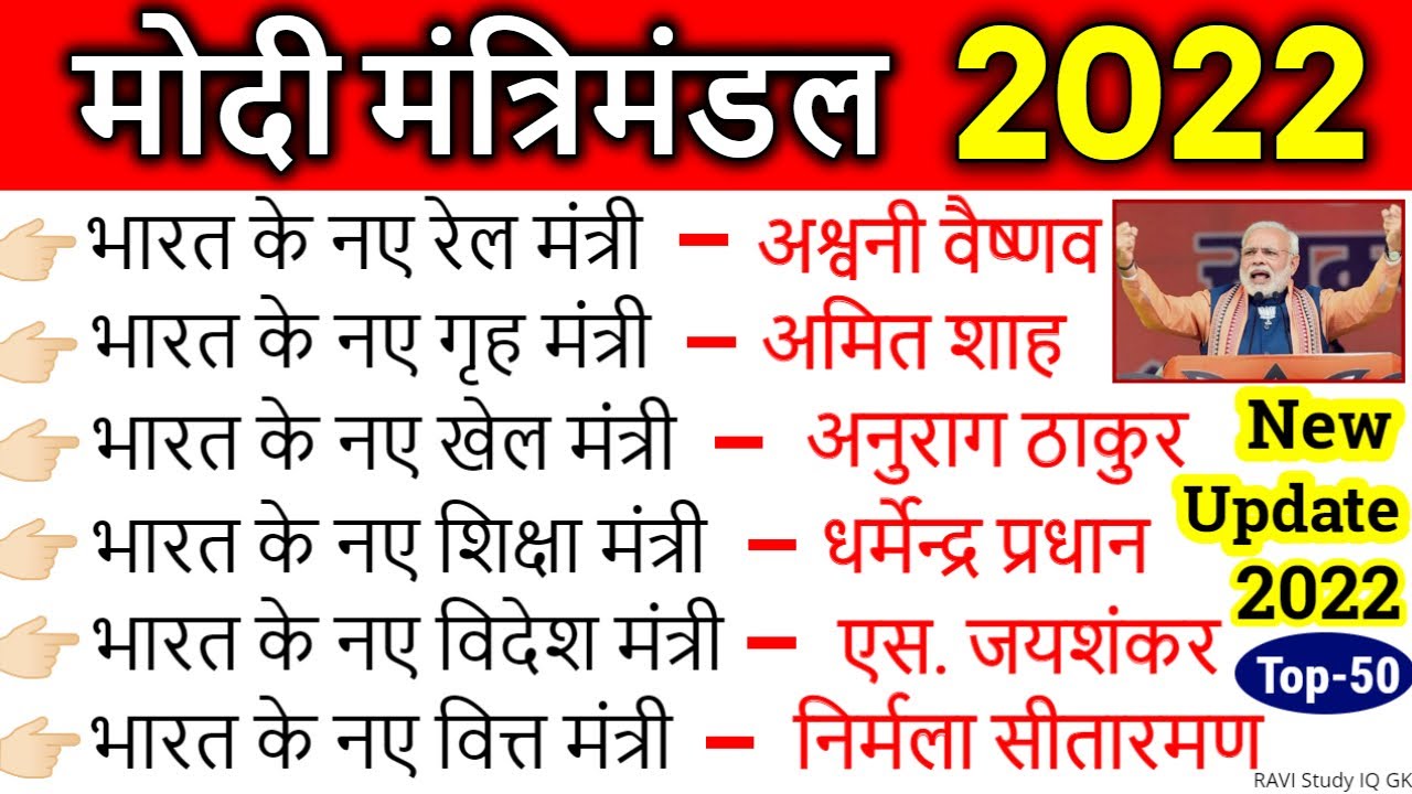 मोदी मंत्रिमंडल 2022 | Modi mantrimandal 2022 | Vartaman mein kaun kya hai | Current Affairs 2022