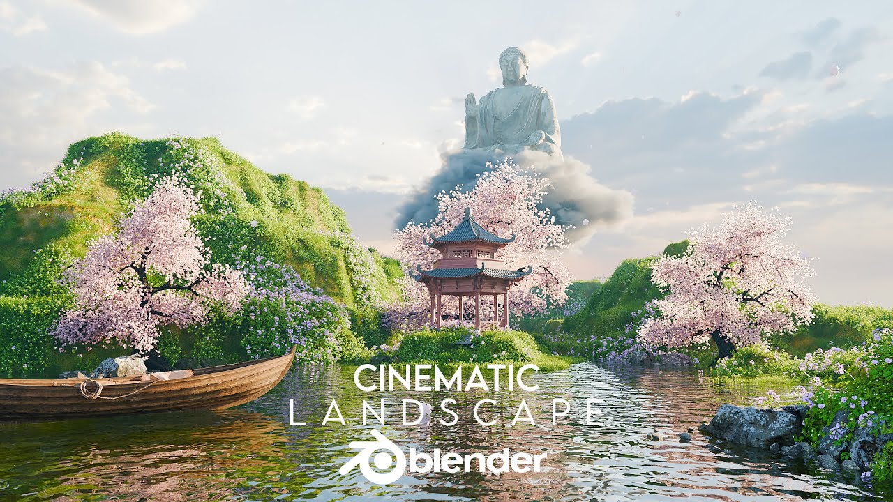 Blender Tutorial - Create JAPAN Landscape and Beautiful River | Free Addon