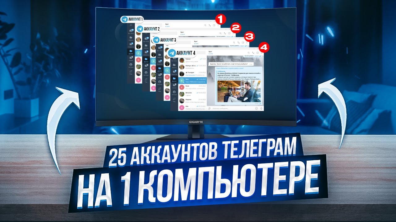 25 аккаунтов телеграмм на 1 компьютере, под разными ip