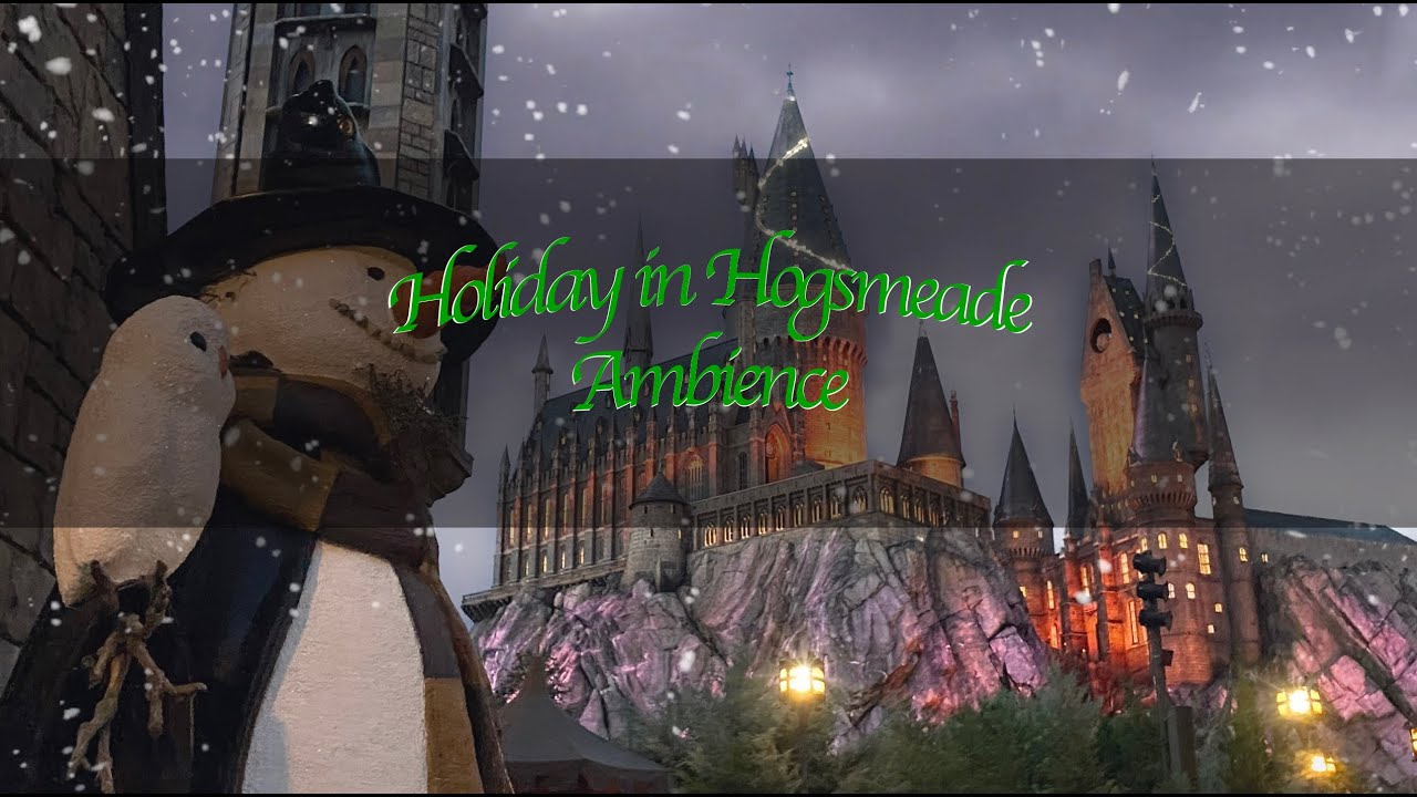 Harry Potter Holiday in Hogsmeade | Cozy Christmas Ambience with Snowfall & Hogwarts Views 🎄❄️✨