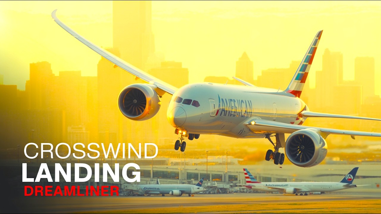 CRAZY Boeing 787 Crosswind Landing! American Airlines at Chicago O'Hare