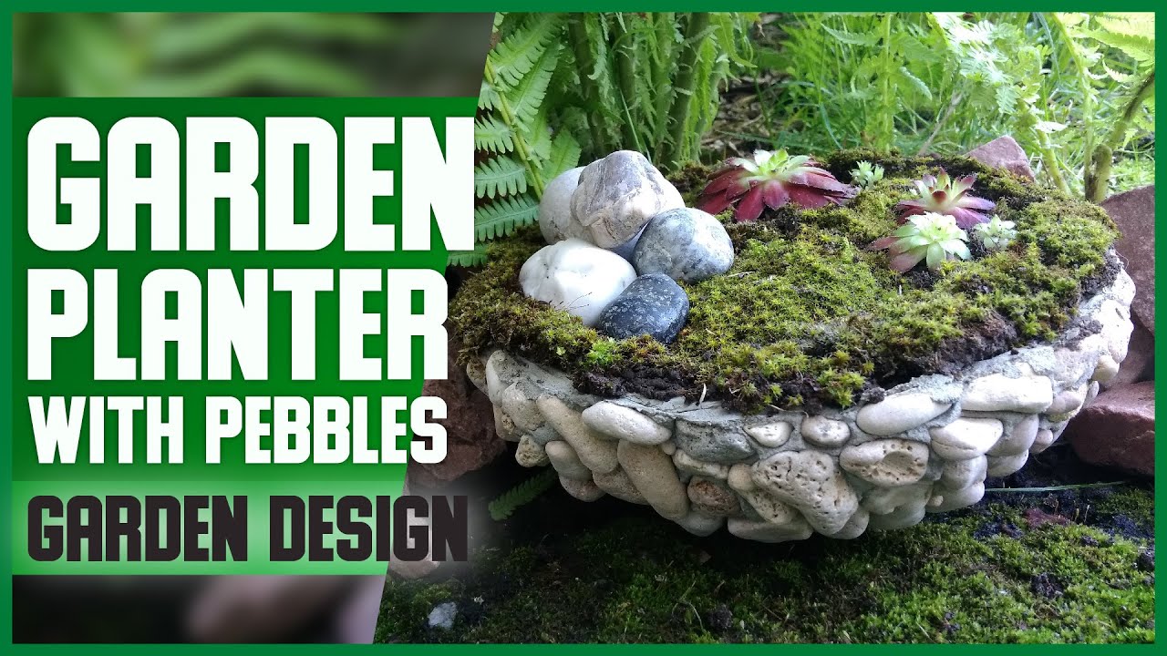 GARDEN PLANTER with PEBBLES // Free tutorial // DIY, do it yourself // Cement & concrete projects