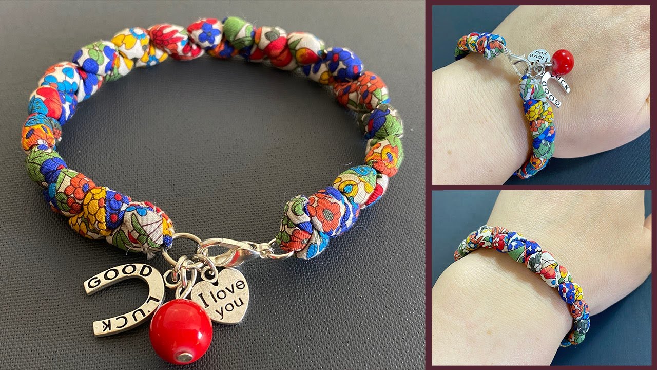 Beautiful Statement Braided Fabric Bracelet | 1 Strand Plait Fabric Rope Bracelet | Charm Bracelet