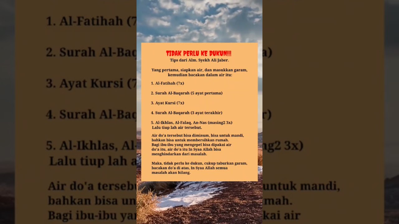 Tidak usah ke dukun ada tips dari Syeh ali Jaber Mandi air Garam #ulama #waliallah #foryou #quotes