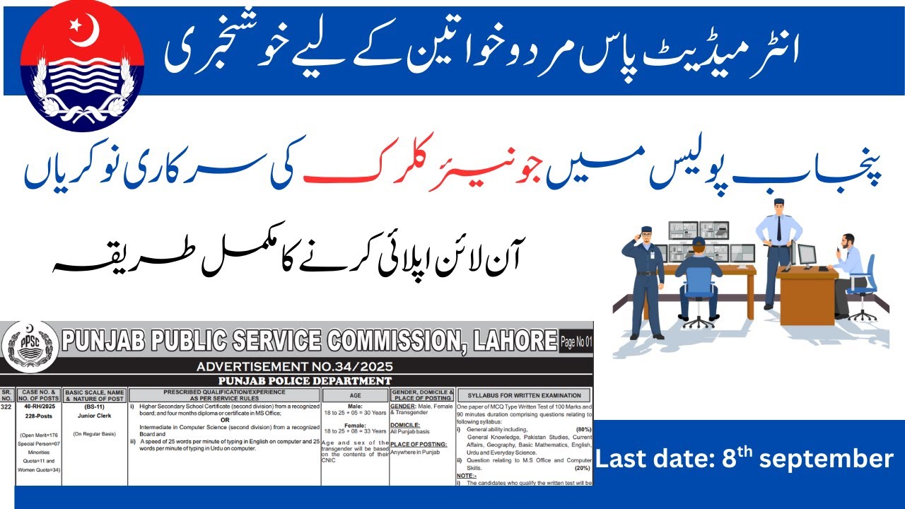 Punjab Police Junior Clerk Jobs 2025 Online Apply | PPSC Junior Clerk Test Preparation