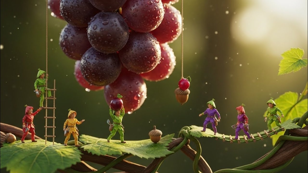 Golden Morning Grape Village | Cozy Miniature Fantasy Ambience (4K)