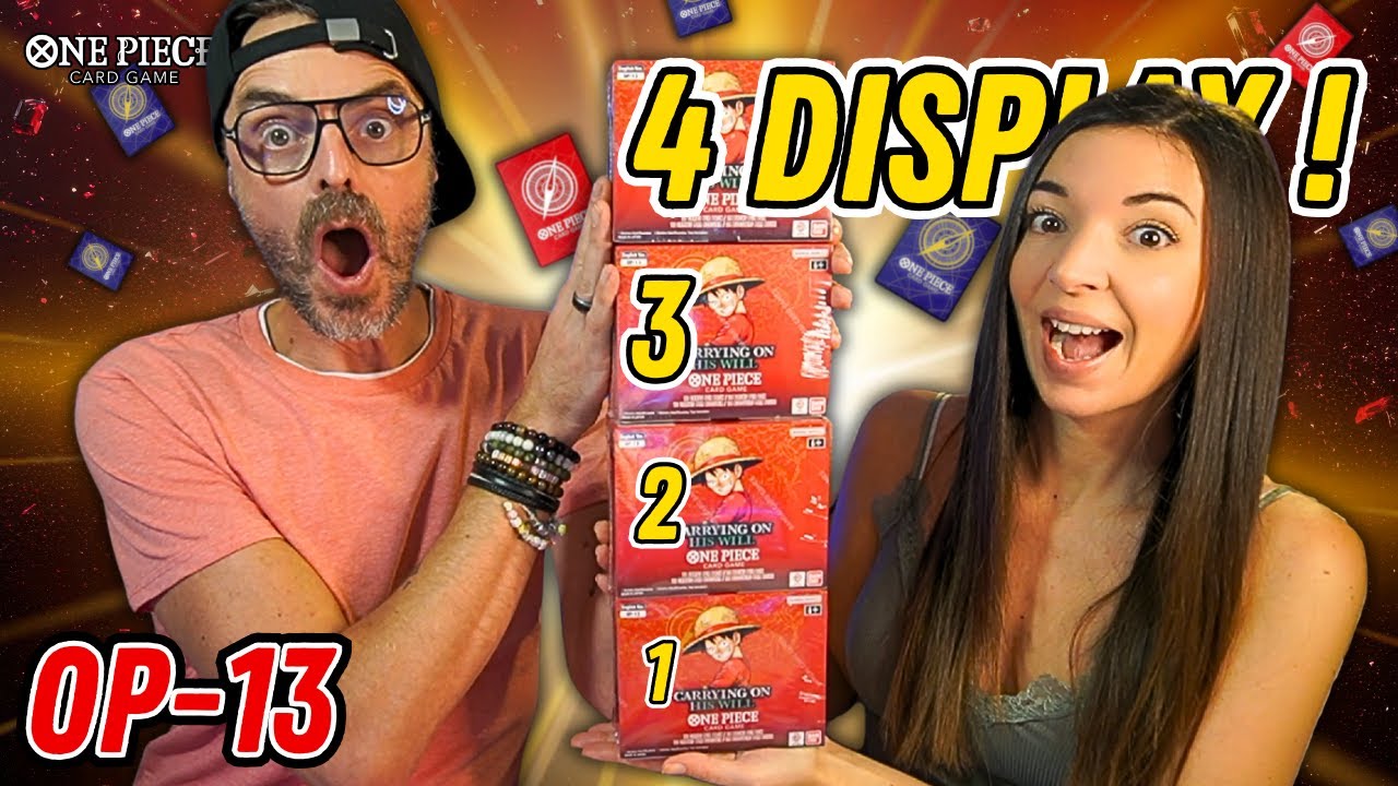 ENORME OUVERTURE de 4 NOUVEAUX DISPLAY de notre CASE OP13 One Piece Card Game !!