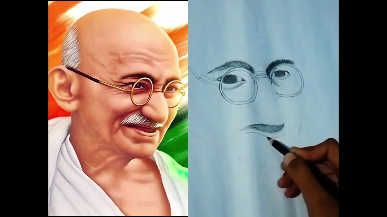 महात्मा गांधी ड्राइंग draw the Mahatma Gandhi's ❤️#like #youtubeshorts #viralvideo #drawing 