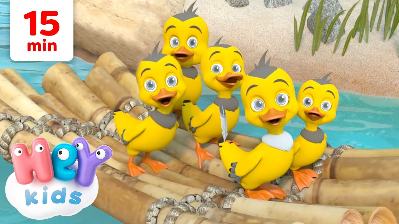 Cinque Paperelle e Altre Canti Animali per Bambini!  | 15 minuti | HeyKids Italiano