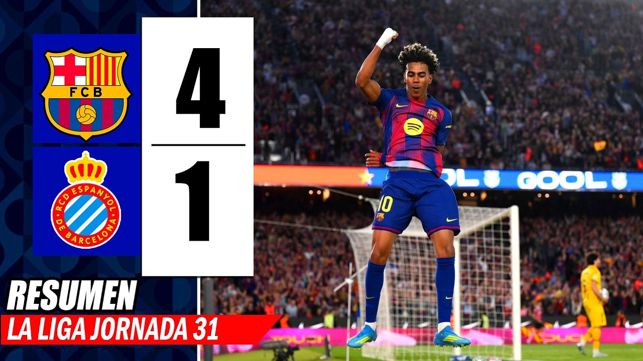 BARCELONA vs ESPANYOL 4-1 | GOLES y RESUMEN del PARTIDO | LA LIGA 2026