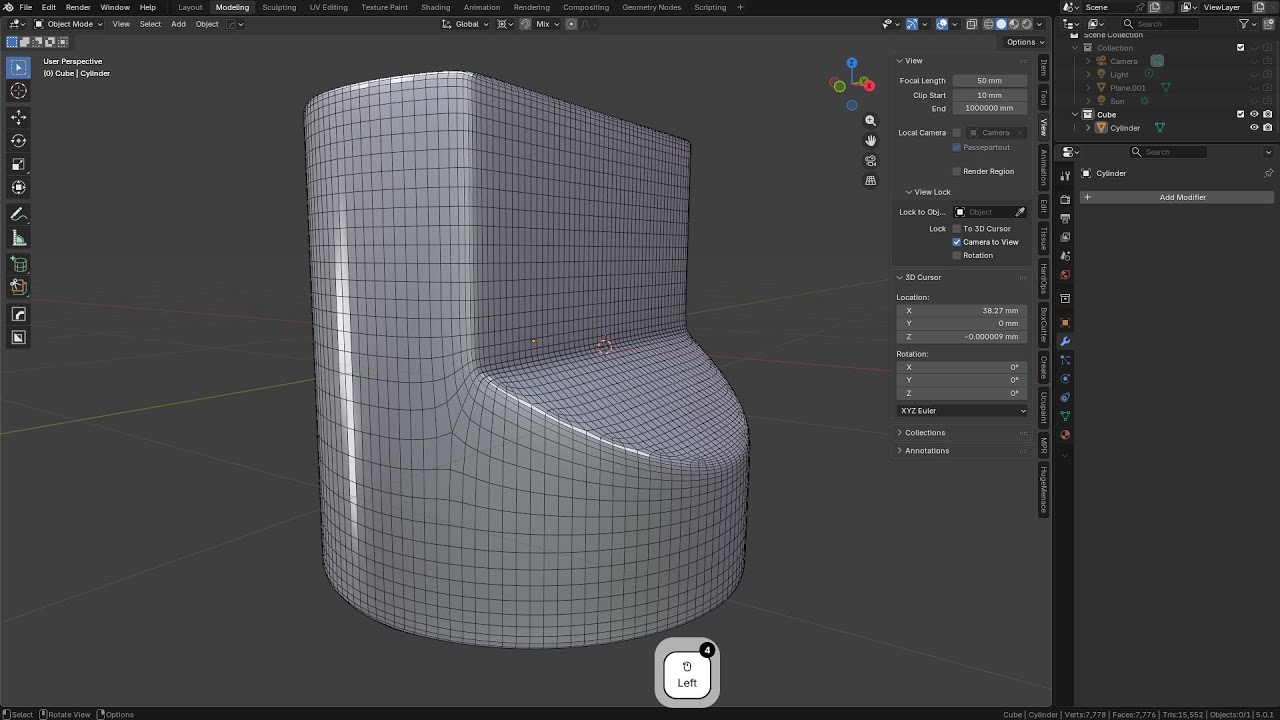 34. Blender modeling practice #10 (Cylinder with an angled cut). Enjoy Blender!