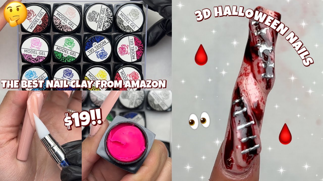 I TRIED $19 GEL NAIL CLAY FROM AMAZON | 3D EYEBALL HALLOWEEN NAILS | 3D NAIL SCULPTING GEL CLAY