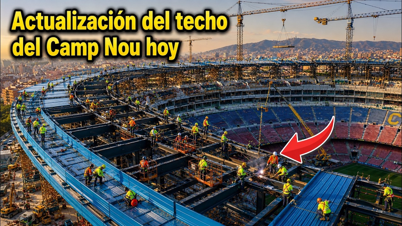 El techo del Spotify Camp Nou crece r&aacute;pidamente y transforma el estadio cada d&iacute;a  2026🔥