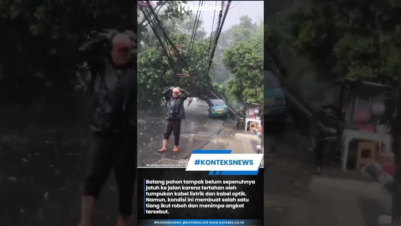 Angkot Nahas Tertimpa Pohon Tumbang Saat Hujan Angin di Pondok Labu