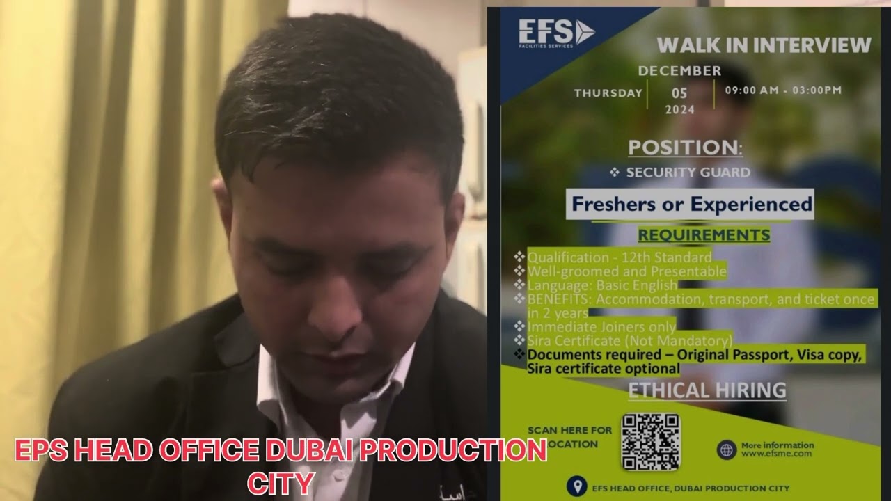 Security Guard Job in Dubai | 5/12/2024 walk in interview