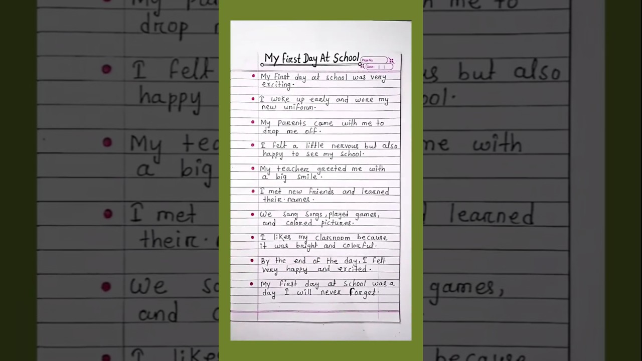 My first day at school essay | My first day at school english essay Essay on my first day at school