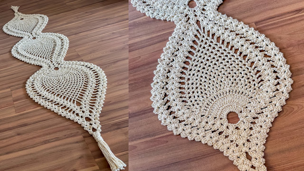 Trilho de mesa abacaxi de crochê rápido econômico passo a passo ￼ crochet table runner step by step