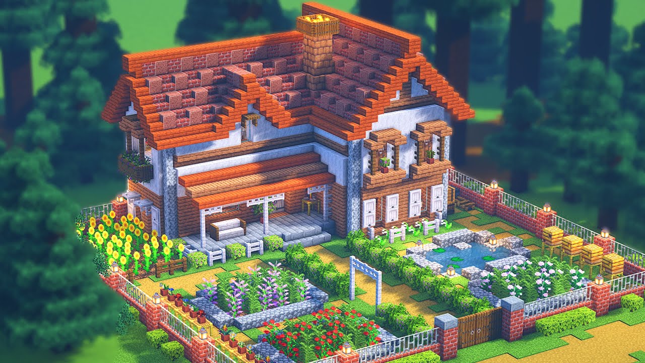 ⛏️ Minecraft Countryside House with Flower Garden 🌸 / Tutorial