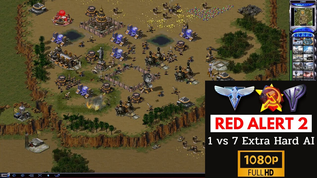 Red Alert 2 Yuri's Revenge | 1 Korea vs 7 Hard AI | 2500 Credits
