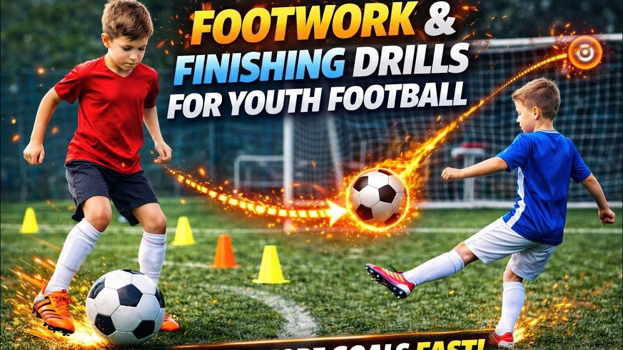 Footwork & Finishing Drills for Youth Football ⚽ | Plyometric Workout for Speed, Power & Goals 