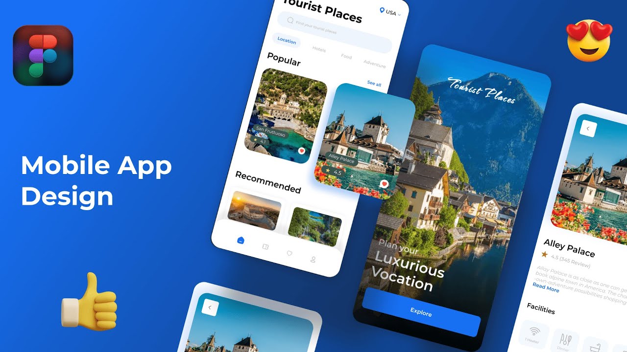 Travel App Figma Design Tutorial | Mobile App UI Design Tutorial in Figma