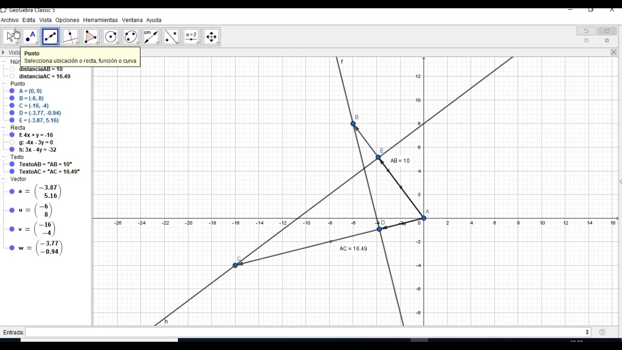 Proyecciones y vectores ortogonales en R2 Geogebra