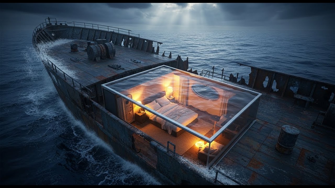 Couple Turns an Abandoned Shipwreck Into a Hidden Luxury Ocean Home | Water ASMR Build