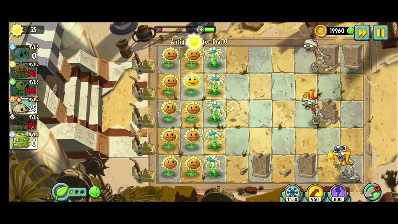 Pvz2 antiguo Egipto - día 10 #plantas_vs_zombies @Xiuhcóatljuegos  pvz2