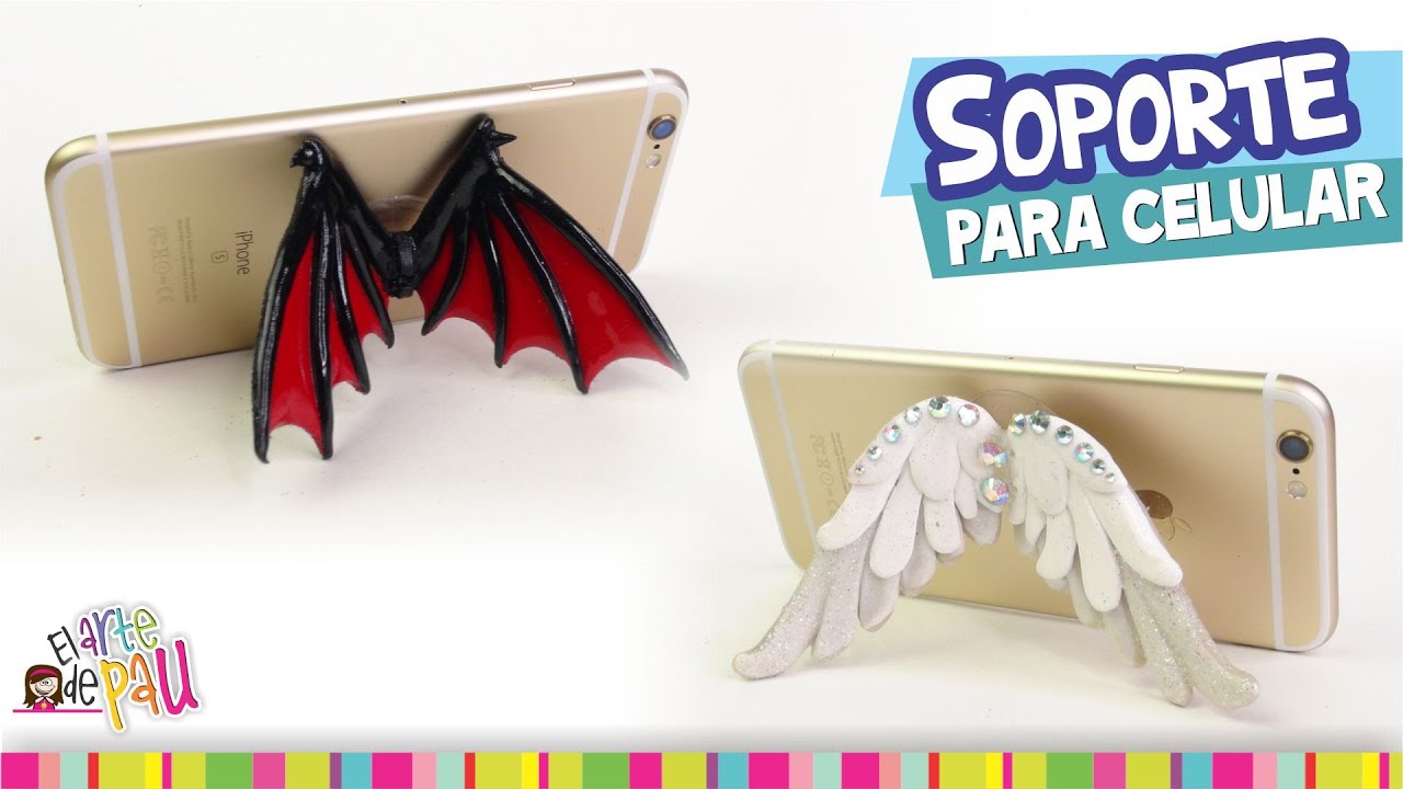 Soporte para celular ÁNGEL / DRAGÓN de arcilla polimérica