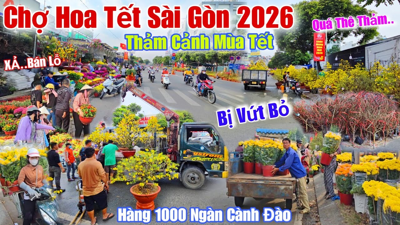 Chợ Hoa Tết sài gòn 2026 Quá Thê THẢM..Quận 10 vứt bỏ hàng ngàn cành Đào,hoa tết xổ rẻ chưa từng có