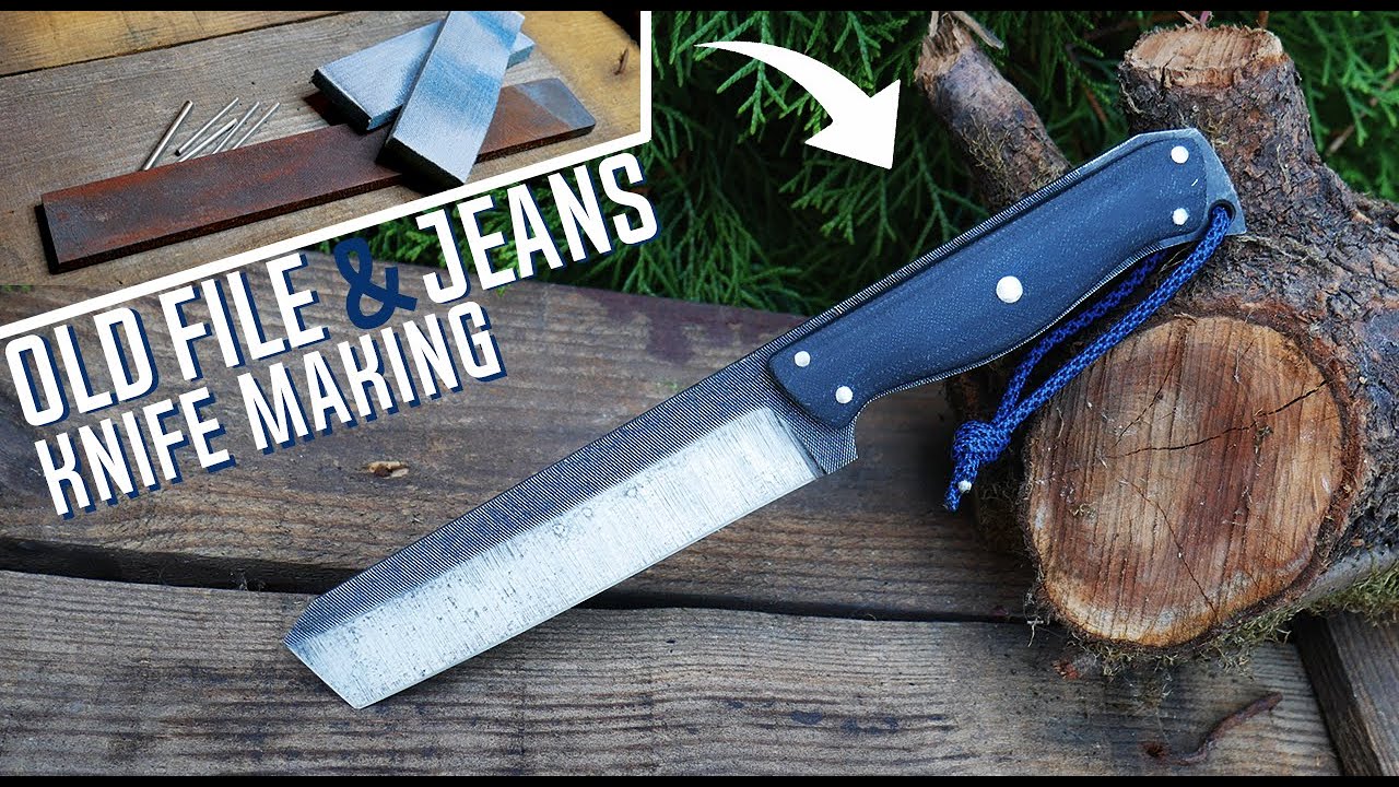 Knife made of an OLD FILE and JEANS - Knife Making
