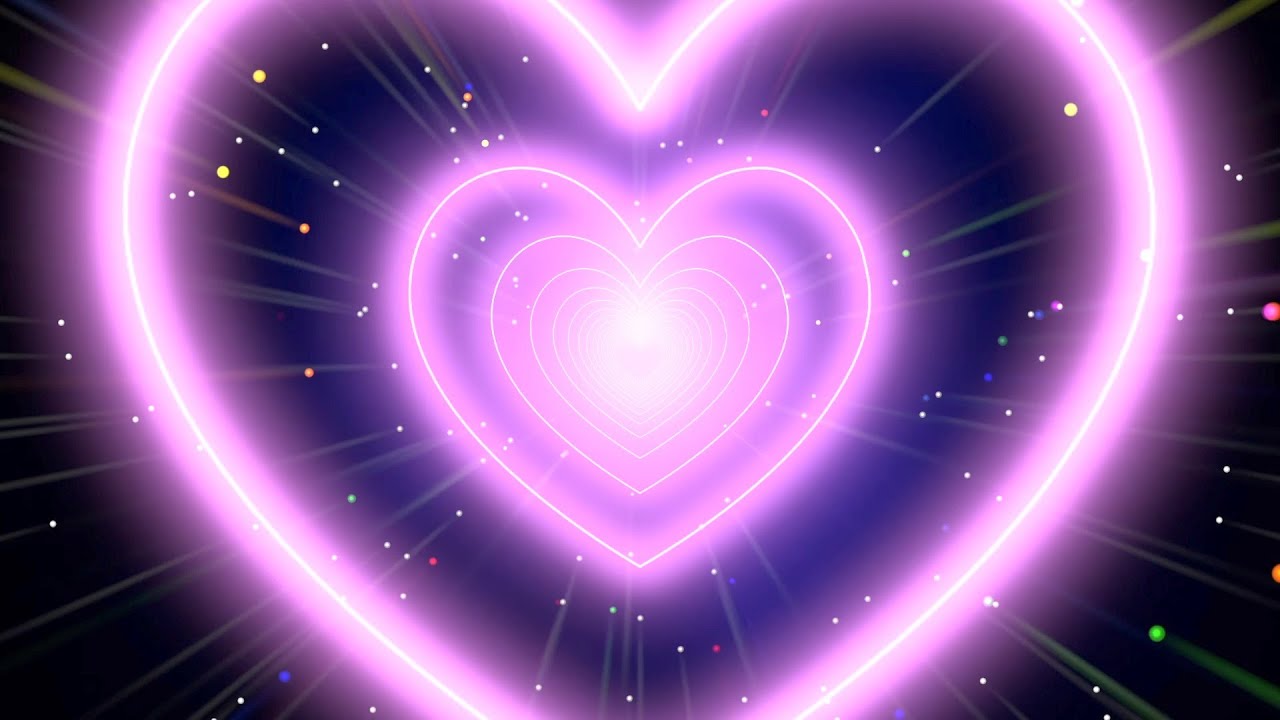 10 Hours💜Purple Heart Background│Neon Lights Love Heart Tunnel Background_ Screensaver│Room Lighting